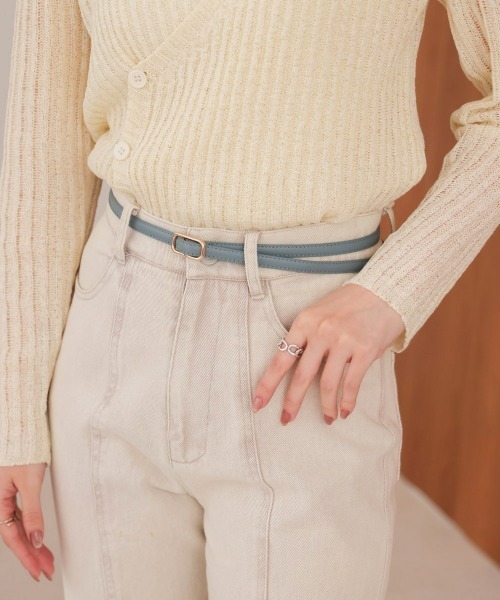 Bab（バブ）の「スクエアモチーフベルト（ベルト・レディース・ベージュ/ブラック/アイボリー/ブルー/モカ/グレイッシュベージュ・ONESIZE）」の8枚目の写真