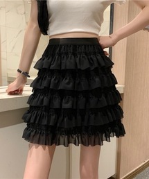 【インパン付】チュールフリルティアードスカート