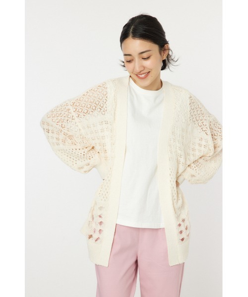 RODEO CROWNS WIDE BOWL（ロデオクラウンズワイドボウル）の「カラーニットボレロ（カーディガン/ボレロ・レディース・グリーン/アイボリー/ブラウン・FREE）」の2枚目の写真