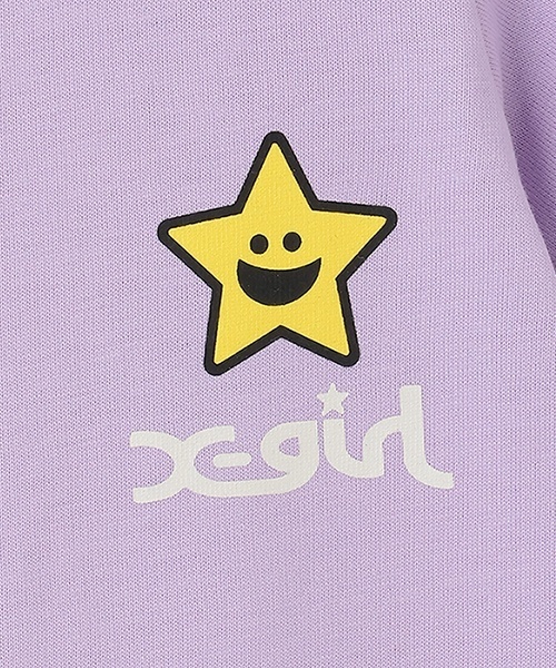 X-girl Stages(エックスガールステージス)の「キラッキー&ハートロゴショートオール(ロンパース・キッズ・ラベンダー/ブラック/オフホワイト・70cm)」の9枚目の写真