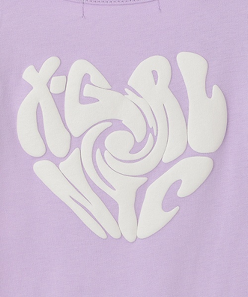 X-girl Stages(エックスガールステージス)の「キラッキー&ハートロゴショートオール(ロンパース・キッズ・ラベンダー/ブラック/オフホワイト・70cm)」の11枚目の写真