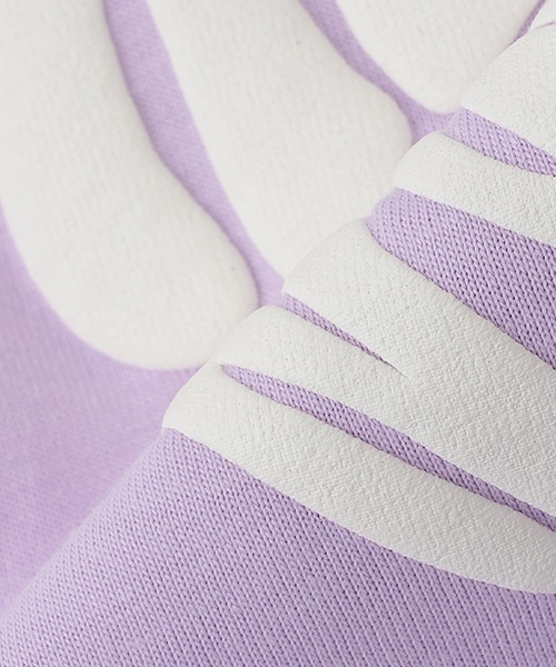 X-girl Stages(エックスガールステージス)の「キラッキー&ハートロゴショートオール(ロンパース・キッズ・ラベンダー/ブラック/オフホワイト・70cm)」の12枚目の写真