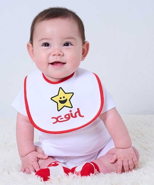 X-girl Stages(エックスガールステージス)の「キラッキー&ハートロゴショートオール(ロンパース・キッズ・ラベンダー/ブラック/オフホワイト・70cm)」の21枚目の写真