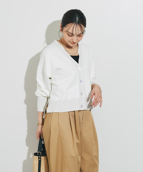 un dix cors（アンディコール）の「リブラメVカーデ（カーディガン/ボレロ・レディース・ピンク/アイボリー/ブラック/グレー・FREE）」の14枚目の写真