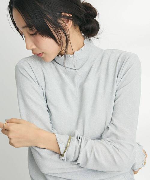 CRAFT STANDARD BOUTIQUE(クラフトスタンダードブティック)の「ラメチュールトップスインナー(Tシャツ/カットソー・レディース・シルバー/ベージュ/ネイビー・FREE)」の21枚目の写真