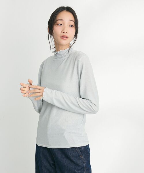 CRAFT STANDARD BOUTIQUE(クラフトスタンダードブティック)の「ラメチュールトップスインナー(Tシャツ/カットソー・レディース・シルバー/ベージュ/ネイビー・FREE)」の22枚目の写真