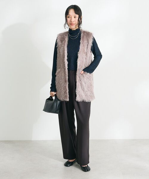 CRAFT STANDARD BOUTIQUE(クラフトスタンダードブティック)の「ラメチュールトップスインナー(Tシャツ/カットソー・レディース・シルバー/ベージュ/ネイビー・FREE)」の6枚目の写真