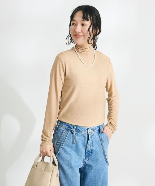 CRAFT STANDARD BOUTIQUE(クラフトスタンダードブティック)の「ラメチュールトップスインナー(Tシャツ/カットソー・レディース・シルバー/ベージュ/ネイビー・FREE)」の9枚目の写真