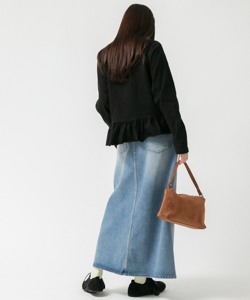 HEILIS(ヘイリス)の「裾フリルペプラムカットソー/フリルトップス ロンT ロングtシャツ 韓国 ガーリー バレエコア ブロケットコア スポーツミックス フレンチシック 秋服 冬服 春服 長袖 クルーネック Tシャツ カジュアル レイヤード ブラック アイボリー オフホワイト グレー ノームコア(Tシャツ/カットソー・レディース・ブラック/グレー/オフホワイト・FREE)」の21枚目の写真