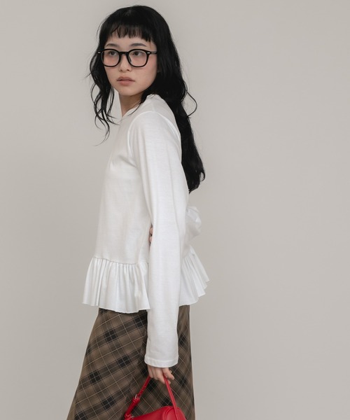 起毛長袖ポロシャツ　フリルスカート　サイズ0 グレー　秋冬　ペプラムスカート 起毛長袖ポロシャツ フリルスカート サイズ0 グレー 秋冬