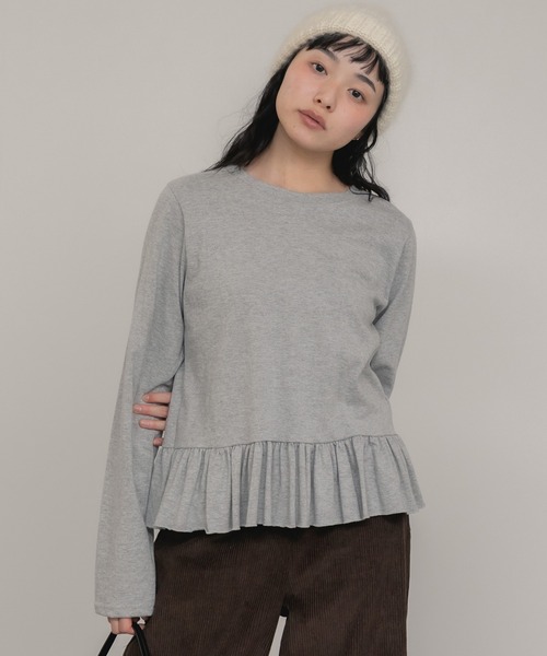 yori フリルTシャツ yori ビッグフリル襟Tシャツ ネイビー