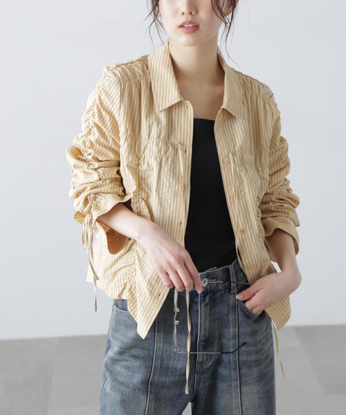 FREE'S MART（フリーズマート）の「◆シャーリングストライプシャツ（シャツ/ブラウス・レディース・ベージュ/ホワイト/ブルー・FREE）」の8枚目の写真