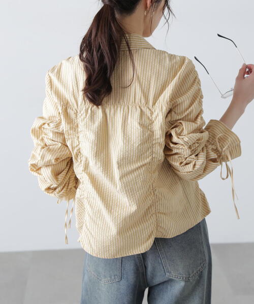 FREE'S MART（フリーズマート）の「◆シャーリングストライプシャツ（シャツ/ブラウス・レディース・ベージュ/ホワイト/ブルー・FREE）」の11枚目の写真