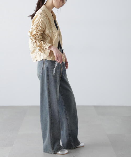 FREE'S MART（フリーズマート）の「◆シャーリングストライプシャツ（シャツ/ブラウス・レディース・ベージュ/ホワイト/ブルー・FREE）」の16枚目の写真