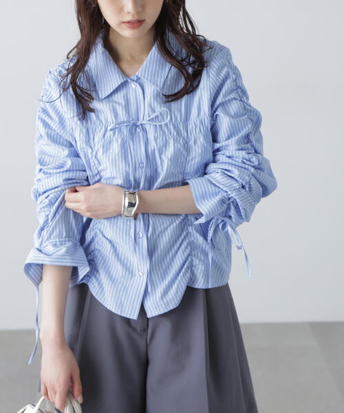 Free's Mart　シャーリングストライプシャツ　川栄李奈着用 ◇シャーリングストライプシャツ（シャツ/ブラウス）｜FREE'S
