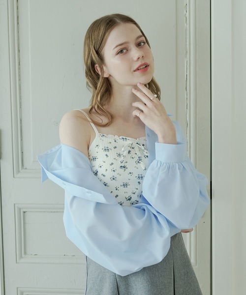 Ambre Neige(アンブルネージュ)の「flower design camisole / 花柄カップ付きキャミソール(キャミソール・レディース・アイボリー/オフホワイト/ブラック/ナチュラル・FREE)」の11枚目の写真