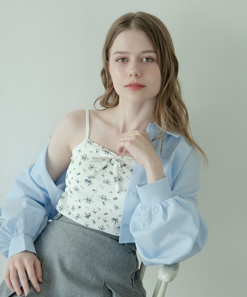 Ambre Neige(アンブルネージュ)の「flower design camisole / 花柄カップ付きキャミソール(キャミソール・レディース・アイボリー/オフホワイト/ブラック/ナチュラル・FREE)」の9枚目の写真