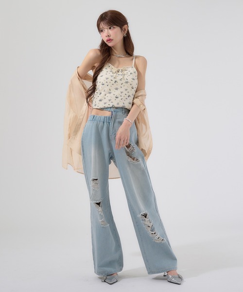 Ambre Neige(アンブルネージュ)の「flower design camisole / 花柄カップ付きキャミソール(キャミソール・レディース・アイボリー/オフホワイト/ブラック/ナチュラル・FREE)」の20枚目の写真