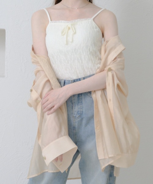 Ambre Neige(アンブルネージュ)の「flower design camisole / 花柄カップ付きキャミソール(キャミソール・レディース・アイボリー/オフホワイト/ブラック/ナチュラル・FREE)」の7枚目の写真