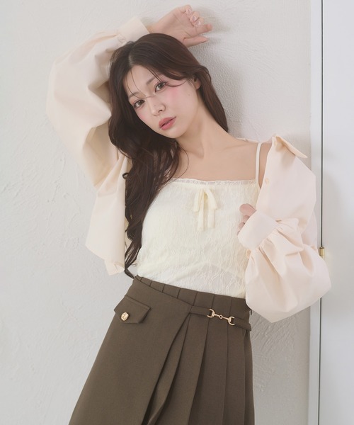 Ambre Neige(アンブルネージュ)の「flower design camisole / 花柄カップ付きキャミソール(キャミソール・レディース・アイボリー/オフホワイト/ブラック/ナチュラル・FREE)」の11枚目の写真