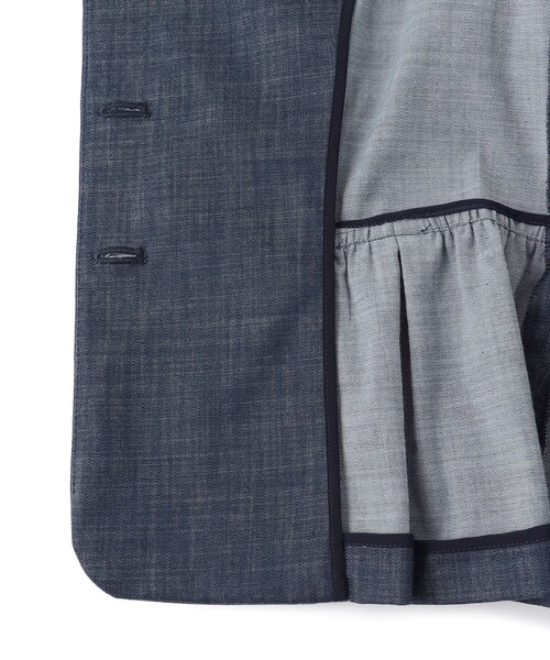 B5411■TOCCA トッカ リボン コットン ノーカラー ジャケット 0 NIGHT OCEAN ジャケット（ノーカラージャケット）｜TOCCA