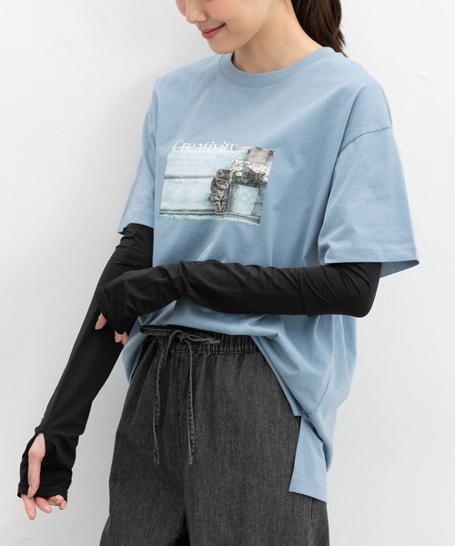 Honeys（ハニーズ）の「【ハニさら・接触冷感・吸水冷感・抗菌防臭・ＵＶカット】アームカバー／６０ｃｍ（アームカバー・レディース・ブラック/ライトグレー・FREE）」の4枚目の写真