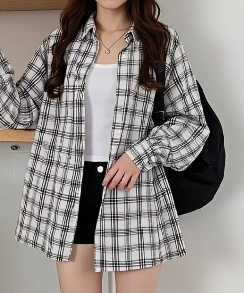 paravion（パラビオン）の「チェックシャツ（Tシャツ/カットソー・レディース・ブルー/ホワイト/ピンク・FREE）」の2枚目の写真