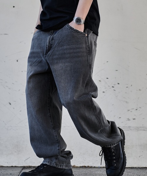 JEMORGAN(ジェーイーモーガン)の「『JEMORGAN LONG JOHNS/ジェーイーモーガンロングジョーンズ』wide painter denim PT【+】(デニムパンツ・メンズ・グレー/ブルー・M/L/XL)」の1枚目の写真