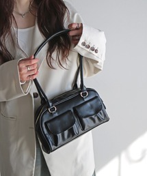 COURO | ダブルフラップポケットスクエアハンドバッグ(ハンドバッグ)