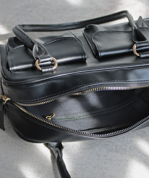 セール】ダブルフラップポケットスクエアハンドバッグ（ハンドバッグ