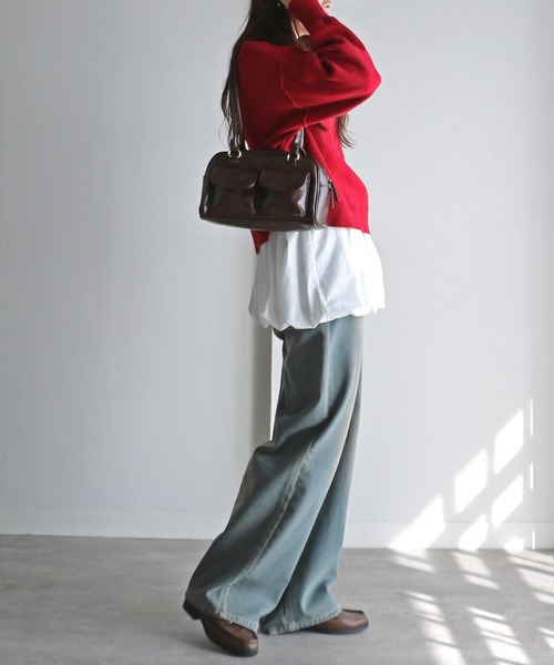 COURO(コウロ)の「ダブルフラップポケットスクエアハンドバッグ(ハンドバッグ・レディース・ブラック/ブラウン/レッド・FREE)」の8枚目の写真