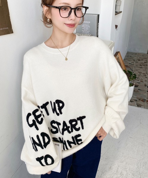 moment+(モーメントプラス)の「サガラ刺繍ロゴニットプルオーバー(ニット/セーター・レディース・ネイビー/チャコールグレー/レッド/アイボリー・M/L)」の2枚目の写真