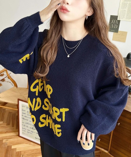 moment+(モーメントプラス)の「サガラ刺繍ロゴニットプルオーバー(ニット/セーター・レディース・ネイビー/チャコールグレー/レッド/アイボリー・M/L)」の22枚目の写真