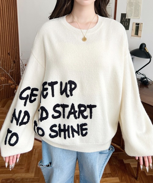 moment+(モーメントプラス)の「サガラ刺繍ロゴニットプルオーバー(ニット/セーター・レディース・ネイビー/チャコールグレー/レッド/アイボリー・M/L)」の9枚目の写真