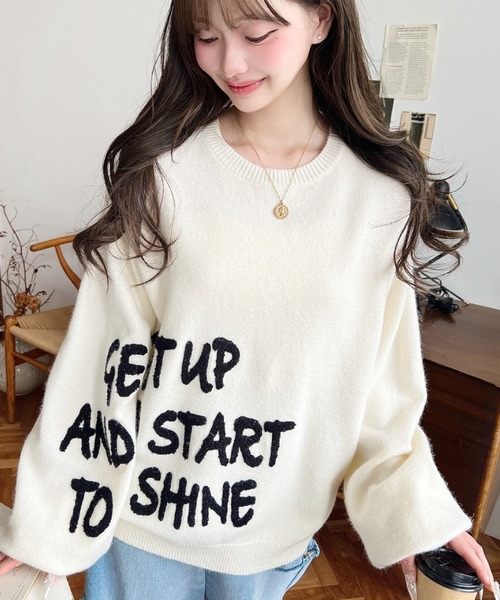 moment+(モーメントプラス)の「サガラ刺繍ロゴニットプルオーバー(ニット/セーター・レディース・ネイビー/チャコールグレー/レッド/アイボリー・M/L)」の5枚目の写真