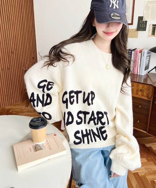 moment+(モーメントプラス)の「サガラ刺繍ロゴニットプルオーバー(ニット/セーター・レディース・ネイビー/チャコールグレー/レッド/アイボリー・M/L)」の8枚目の写真