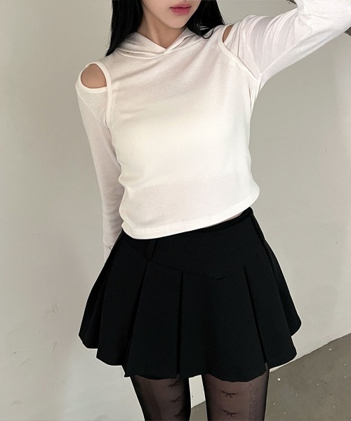 4INT.(フォイント)の「【ローライズ】 プリーツ フレア テニススカート / ミニ スカパン(スカート・レディース・ブラック/グレー・S/M)」の11枚目の写真