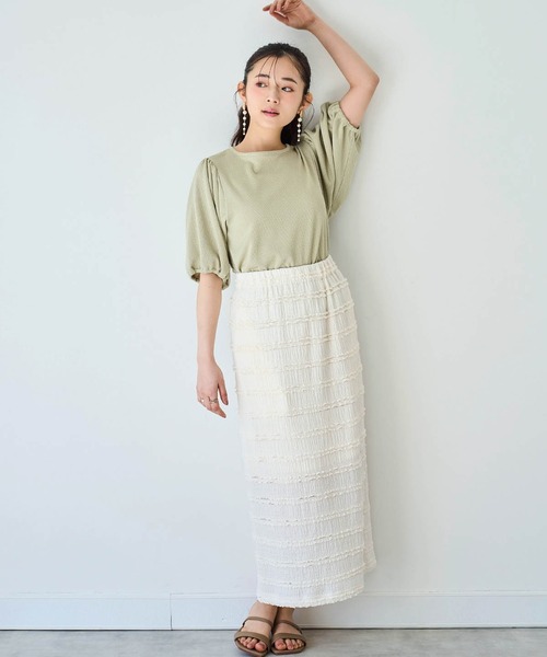 mil（ミル）の「カット楊柳 パフスリーブプルオーバー（Tシャツ/カットソー・レディース・ライトグリーン/オフホワイト/ベージュ・XS/S）」の21枚目の写真