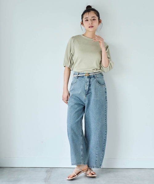 mil（ミル）の「カット楊柳 パフスリーブプルオーバー（Tシャツ/カットソー・レディース・ライトグリーン/オフホワイト/ベージュ・XS/S）」の19枚目の写真