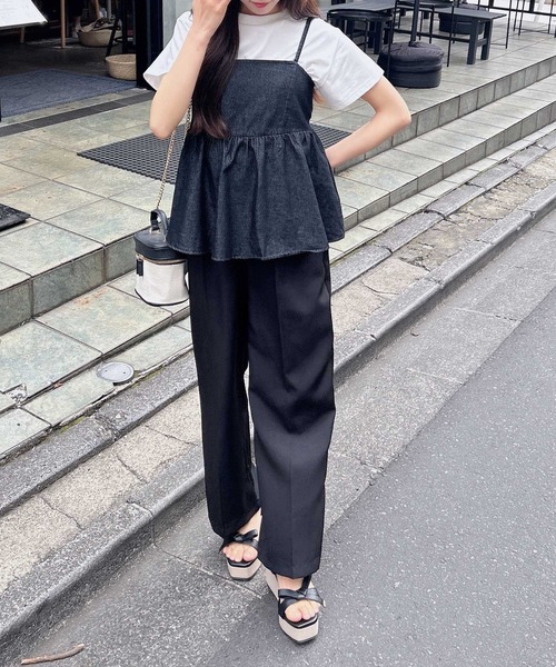 INGNI(イング)の「2Wayリボンデニムキャミソール(キャミソール・レディース・ブルー/ライトブルー/ブラック・M)」の11枚目の写真