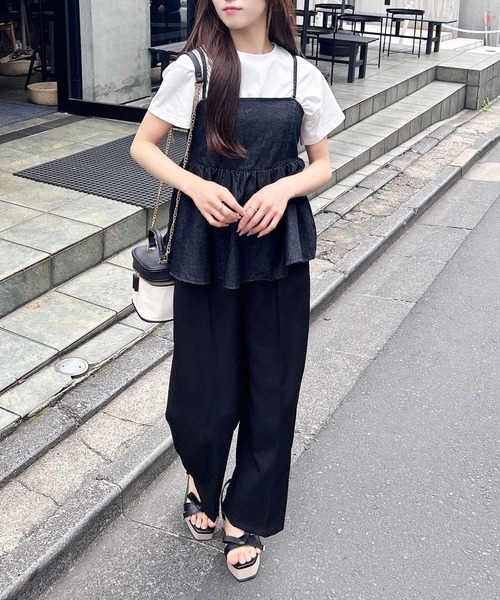 INGNI(イング)の「2Wayリボンデニムキャミソール(キャミソール・レディース・ブルー/ライトブルー/ブラック・M)」の12枚目の写真