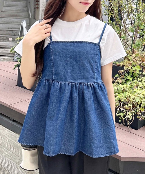 INGNI(イング)の「2Wayリボンデニムキャミソール(キャミソール・レディース・ブルー/ライトブルー/ブラック・M)」の21枚目の写真