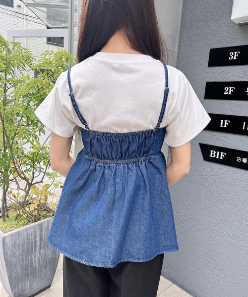 INGNI(イング)の「2Wayリボンデニムキャミソール(キャミソール・レディース・ブルー/ライトブルー/ブラック・M)」の6枚目の写真