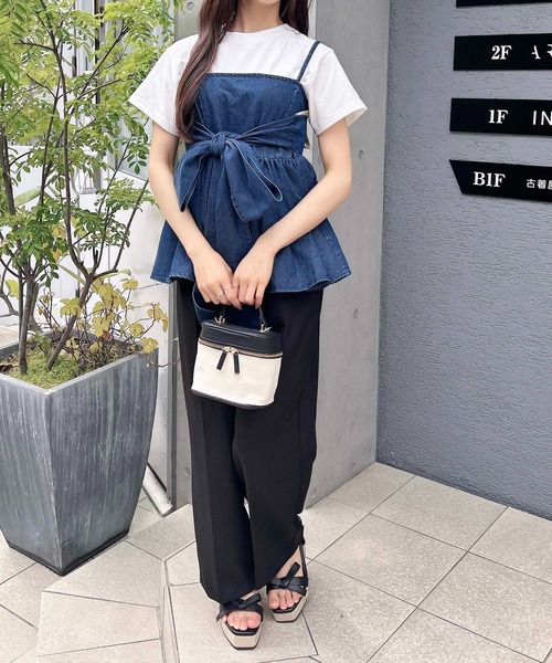 INGNI(イング)の「2Wayリボンデニムキャミソール(キャミソール・レディース・ブルー/ライトブルー/ブラック・M)」の8枚目の写真