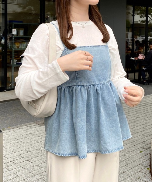 INGNI(イング)の「2Wayリボンデニムキャミソール(キャミソール・レディース・ブルー/ライトブルー/ブラック・M)」の16枚目の写真