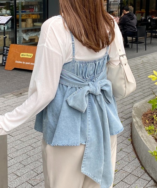 INGNI(イング)の「2Wayリボンデニムキャミソール(キャミソール・レディース・ブルー/ライトブルー/ブラック・M)」の17枚目の写真