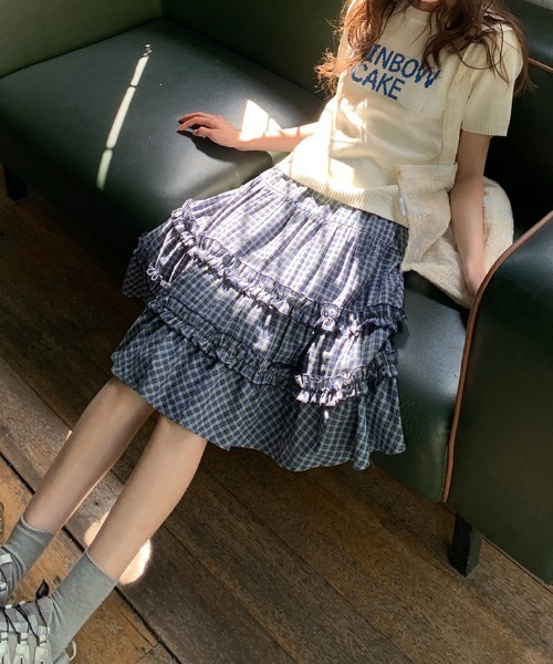 Achic(アシック)の「選べる2丈/四色展開フリルペチスカート(スカート・レディース・ネイビー/ホワイト/ブラック/ブルー/ブルー系その他・M)」の16枚目の写真