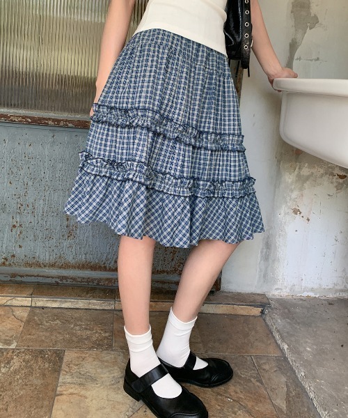 Achic(アシック)の「選べる2丈/四色展開フリルペチスカート(スカート・レディース・ネイビー/ホワイト/ブラック/ブルー/ブルー系その他・M)」の8枚目の写真