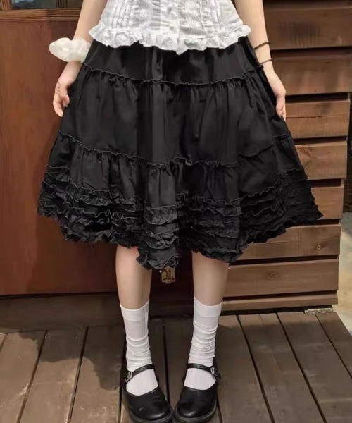 Achic(アシック)の「選べる2丈/四色展開フリルペチスカート(スカート・レディース・ネイビー/ホワイト/ブラック/ブルー/ブルー系その他・M)」の18枚目の写真