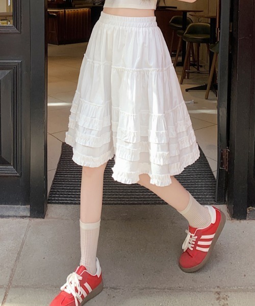 Achic(アシック)の「選べる2丈/四色展開フリルペチスカート(スカート・レディース・ネイビー/ホワイト/ブラック/ブルー/ブルー系その他・M)」の19枚目の写真